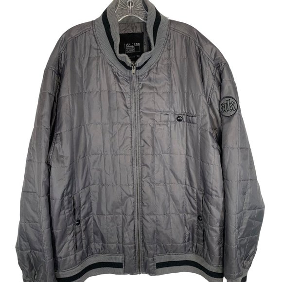 VTG AK:Cess Mens Quilted Puffer Bomber Jacket Size 3XL Dark Grey Nylon Retro Ban - Picture 1 of 12